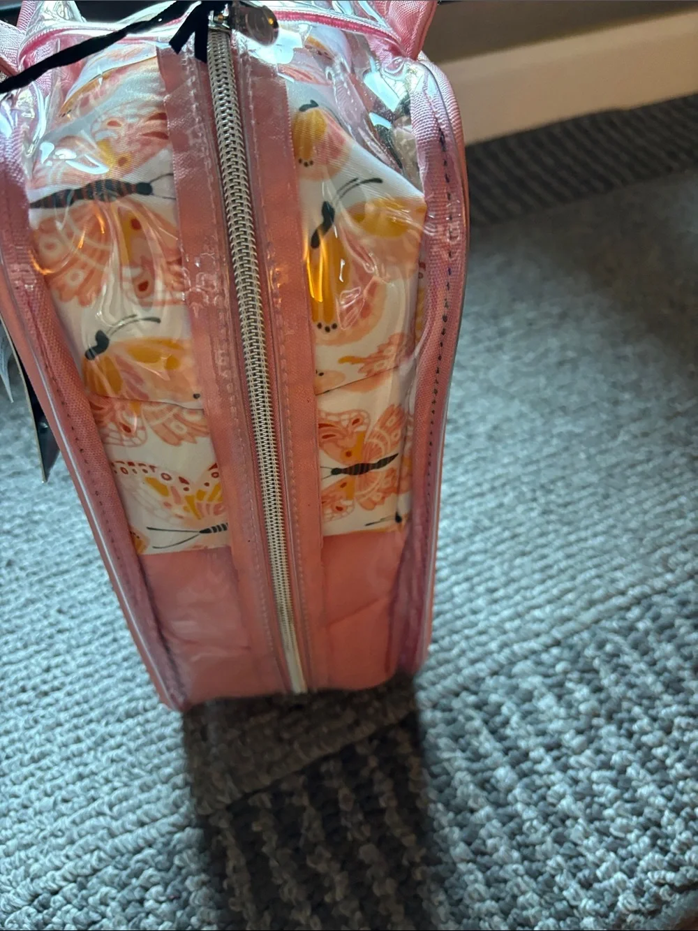 bebe Pink Butterfly Travel Cosmetic Bag Set
